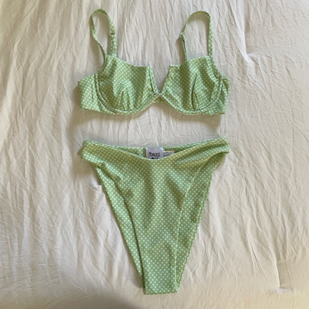 Princess Polly Green Gingham Bikini Size 2